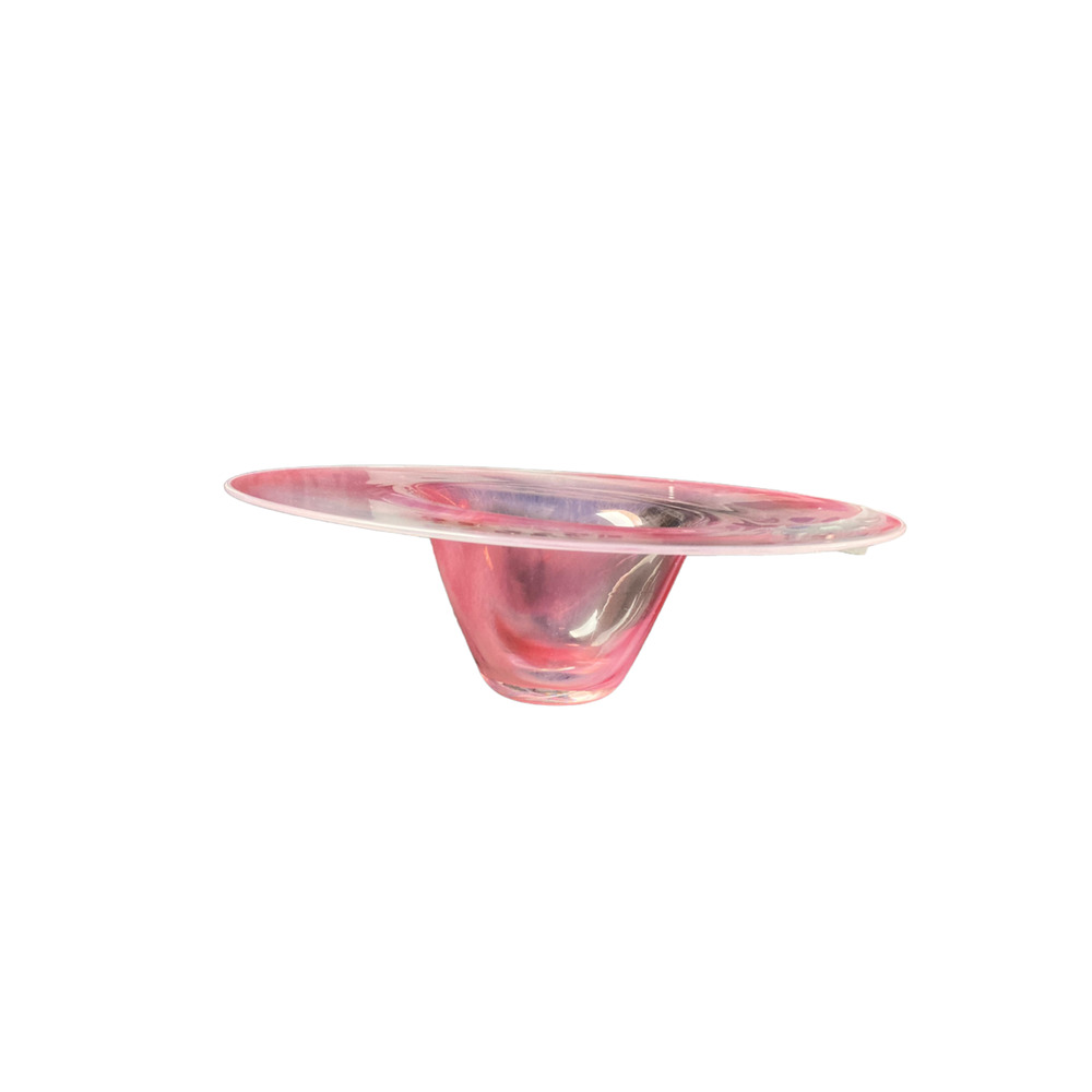 Jill Devine Royal Brierley Pink and White Handblown Flare Glass Bowl Art Glass